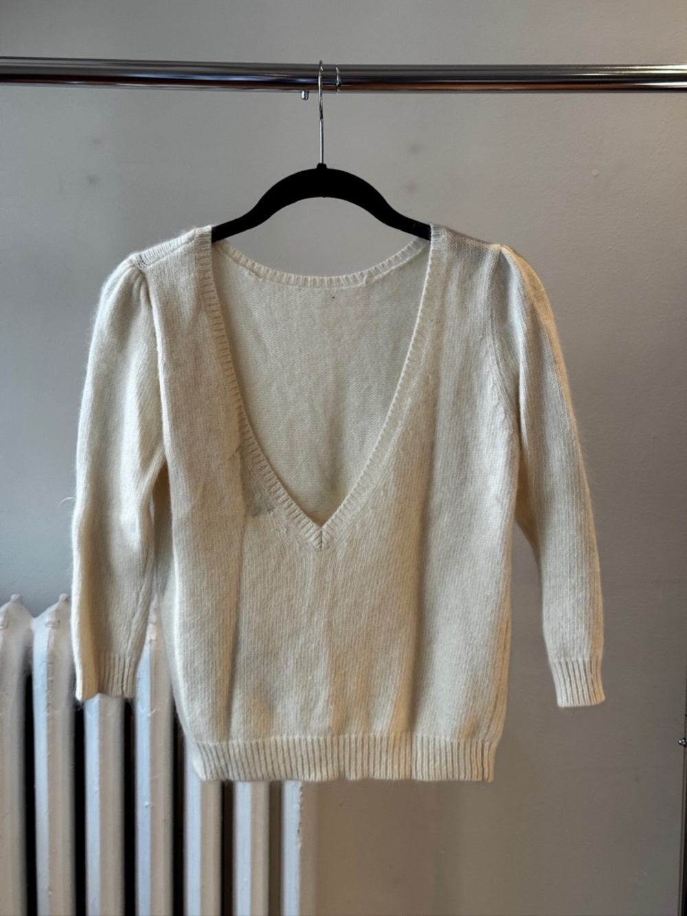 Deep V-Neck or Low Back Knit Long Sweater